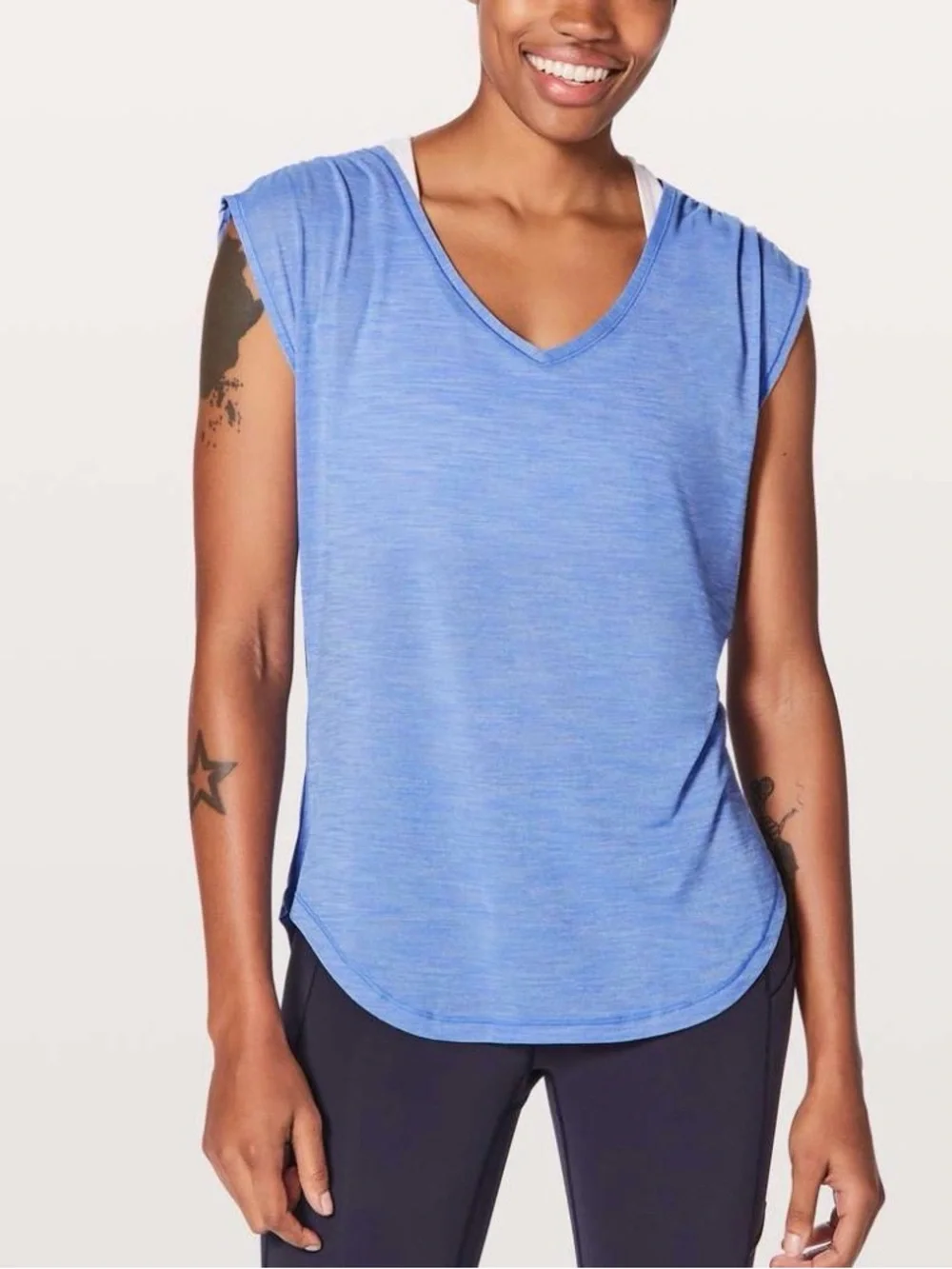 Lululemon Sweat Times Short Sleeve Heathered Light Horizon